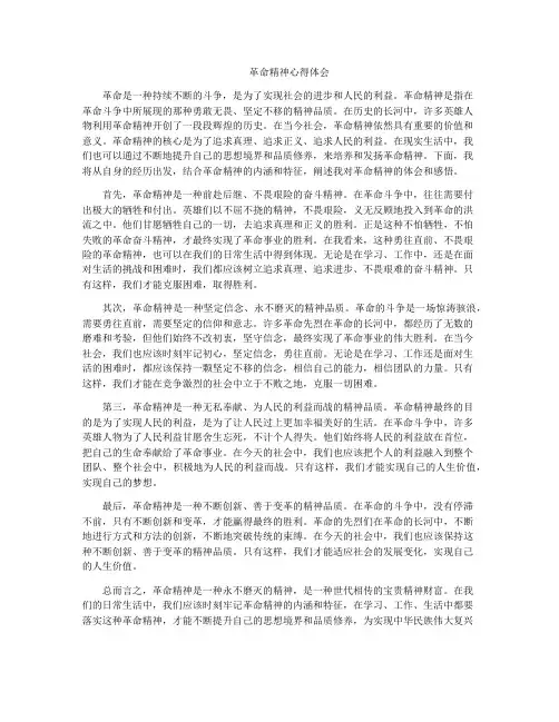 革命精神心得体会