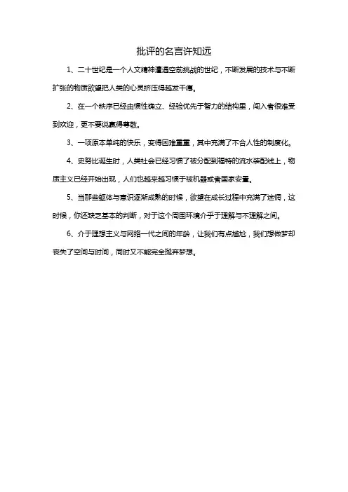 批评的名言许知远