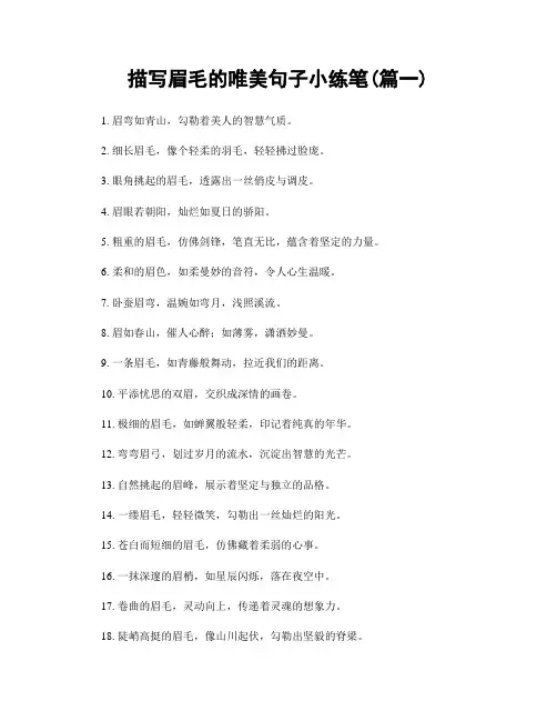 描写眉毛的唯美句子小练笔(精选2篇)