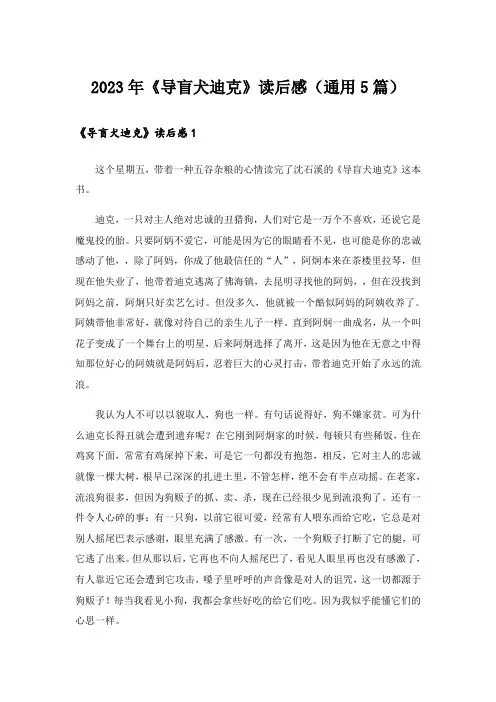 2023年《导盲犬迪克》读后感(通用5篇)