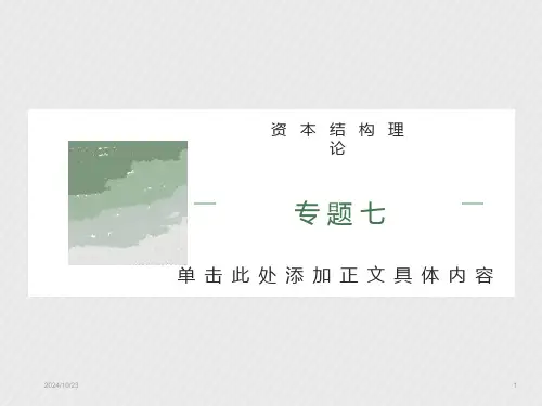《公司金融》资本结构理论