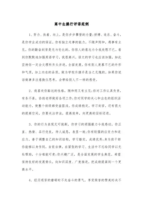 高中生操行评语范例(4篇)