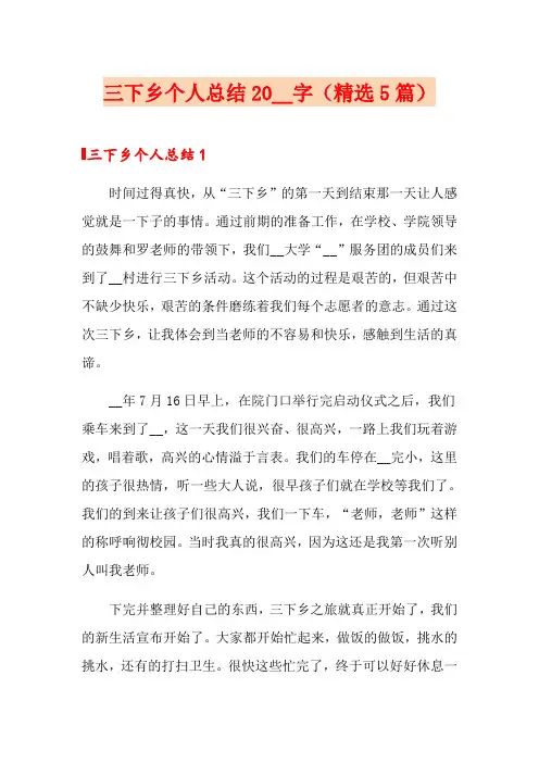 三下乡个人总结2000字(精选5篇)