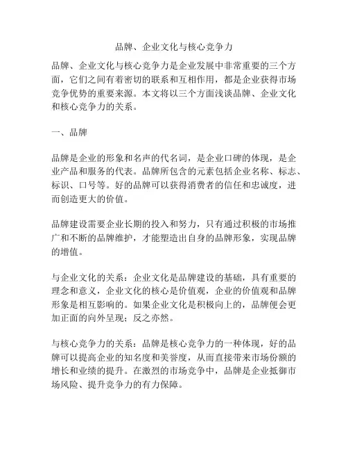 品牌、企业文化与核心竞争力