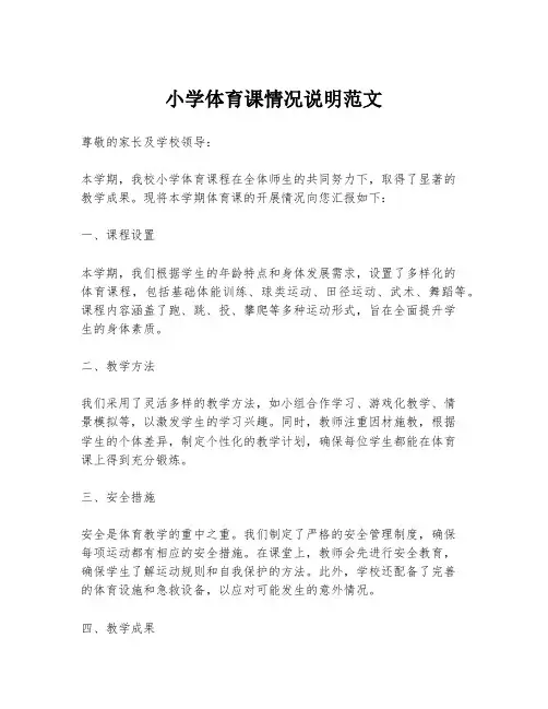 小学体育课情况说明范文