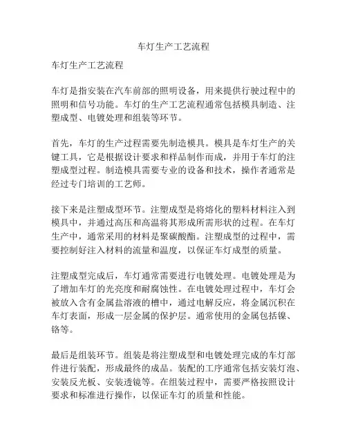 车灯生产工艺流程