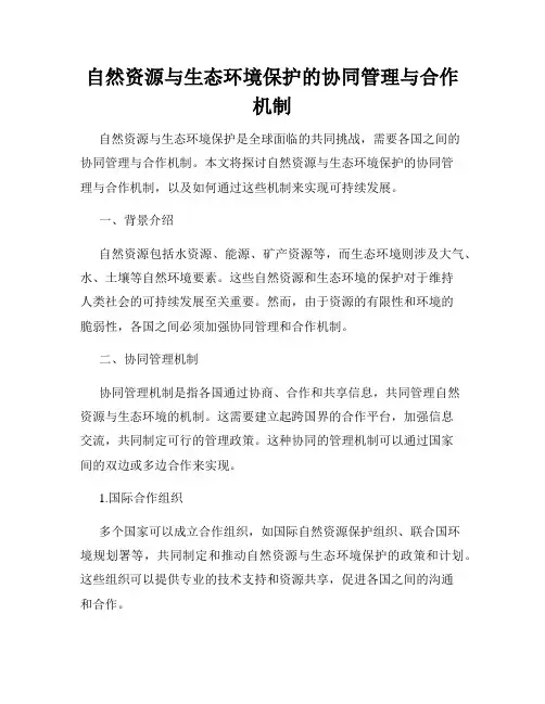 自然资源与生态环境保护的协同管理与合作机制