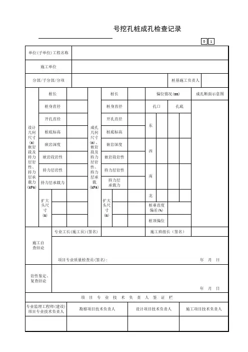 挖孔桩成孔检查记录