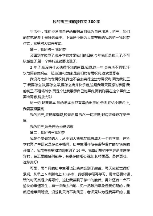 我的初三我的梦作文300字