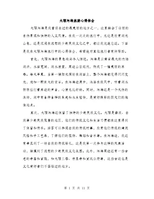 大理洱海旅游心得体会（5篇）