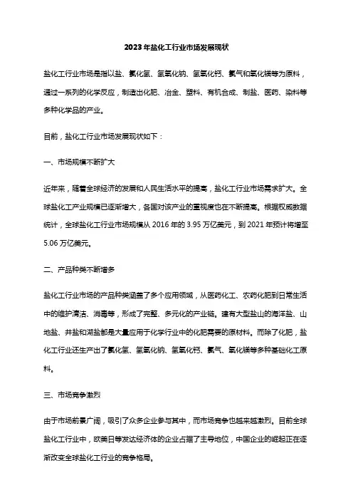2023年盐化工行业市场发展现状