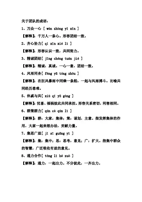 关于团队的成语