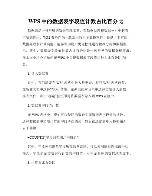 WPS中的数据表字段值计数占比百分比