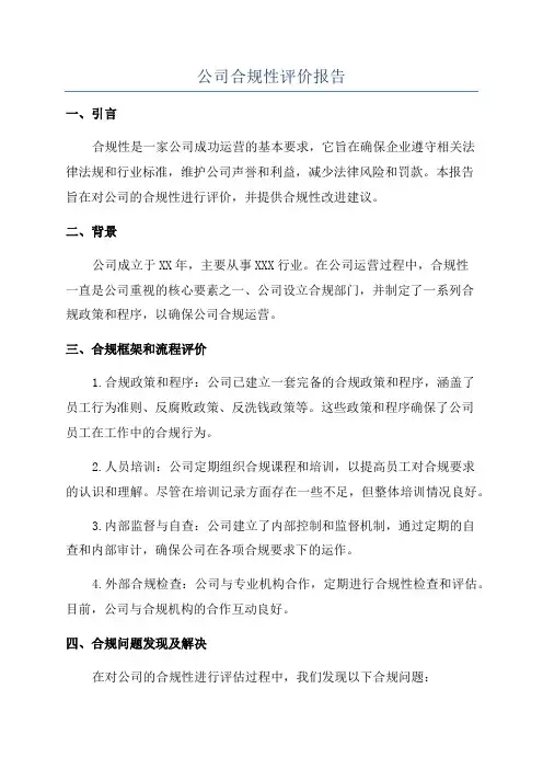 公司合规性评价报告