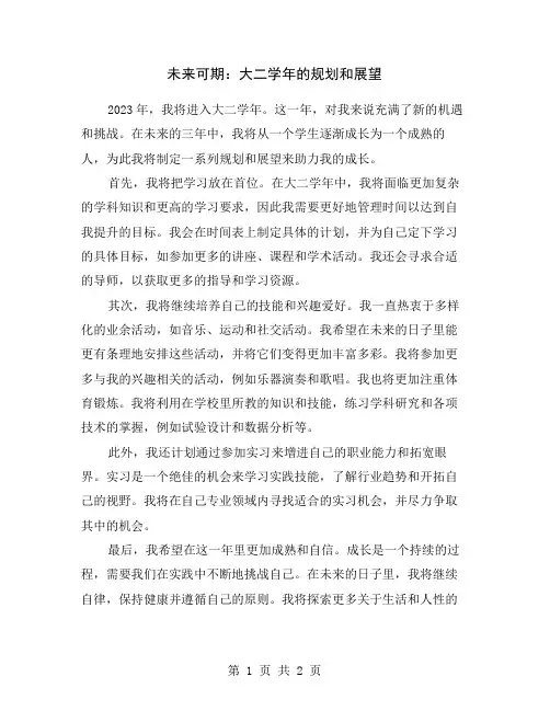 未来可期：大二学年的规划和展望