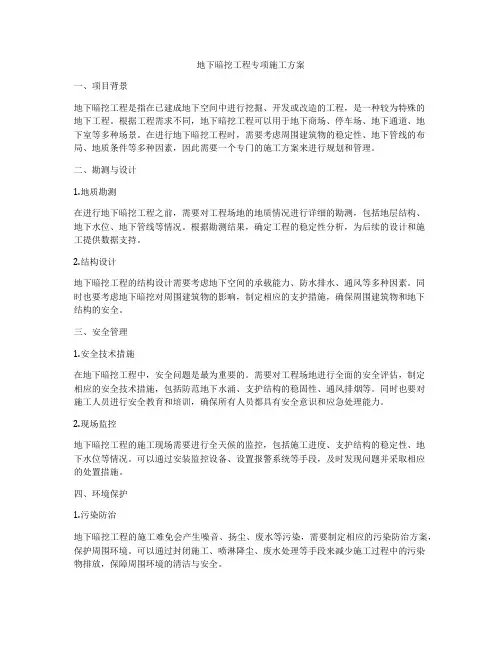 地下暗挖工程专项施工方案