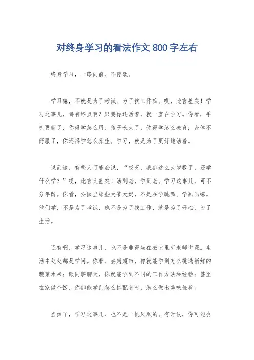 对终身学习的看法作文800字左右