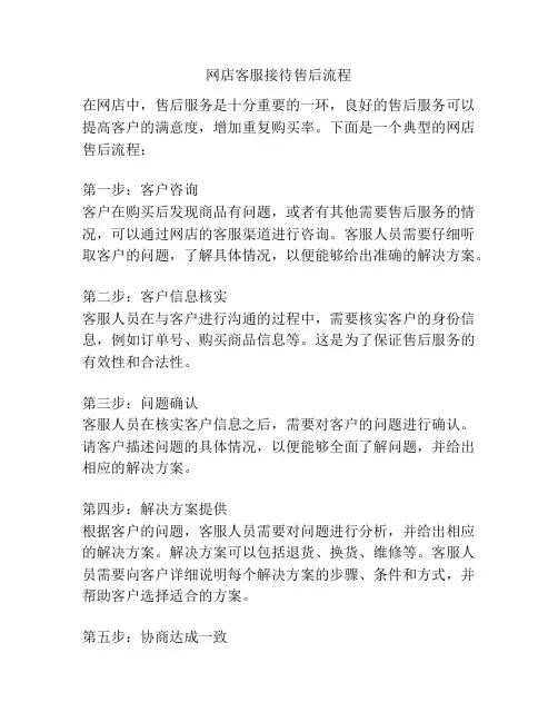 网店客服接待售后流程