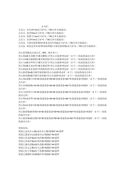 烈焰飞雪合成公式