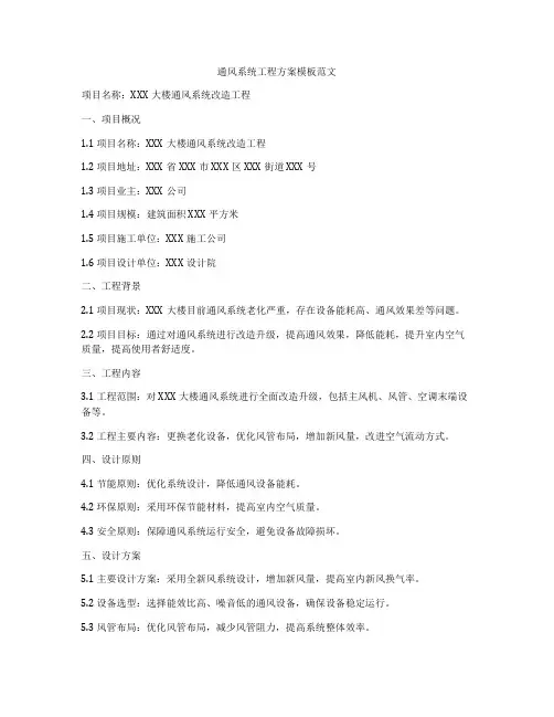 通风系统工程方案模板范文