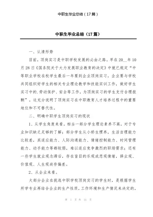 中职生毕业总结(17篇)