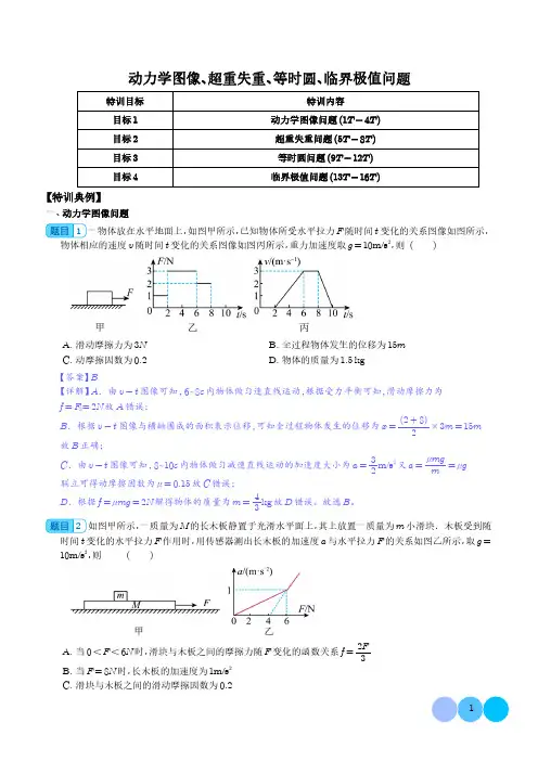 动力学图像、超重失重、等时圆、临界极值问题(解析版)-2024年高考物理一轮复习热点重点难点