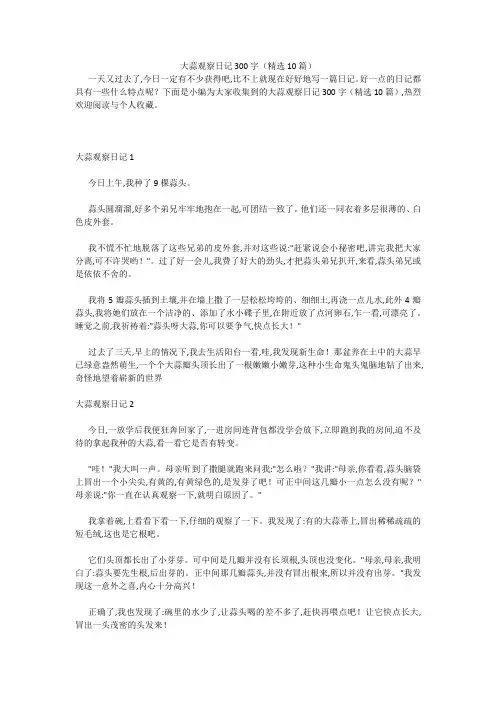 大蒜观察日记300字(精选10篇) 