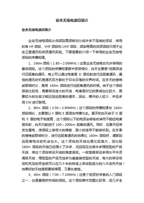 业余无线电波段简介