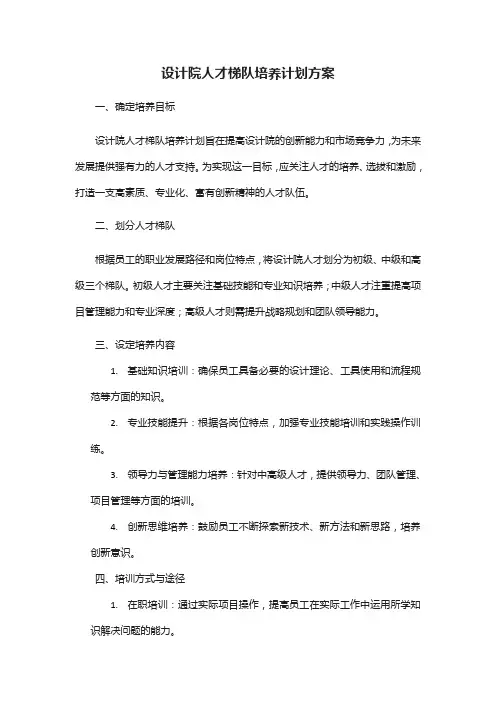 设计院人才梯队培养计划方案