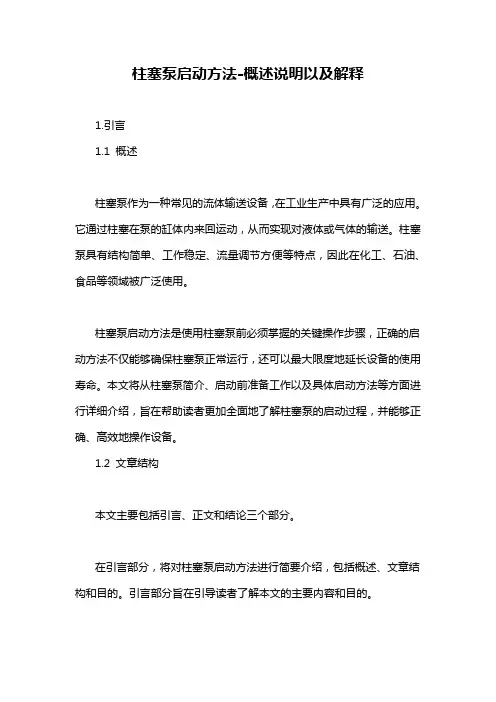 柱塞泵启动方法-概述说明以及解释