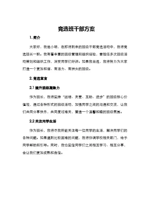 竞选班干部方案