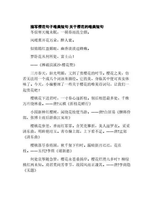 描写樱花句子唯美短句 关于樱花的唯美短句