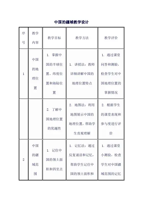 中国的疆域教学设计