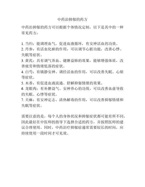 中药治抑郁的药方