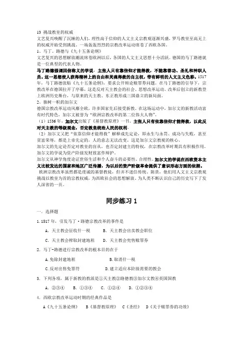 13挑战教皇的权威