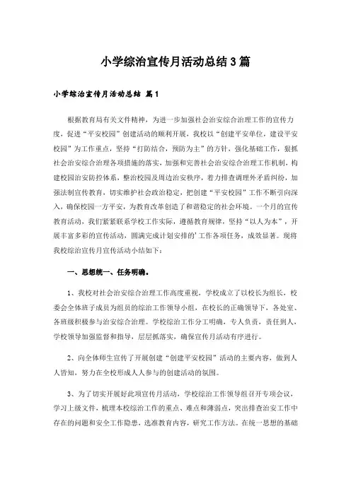 小学综治宣传月活动总结3篇_4