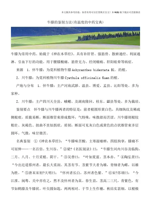 牛膝的鉴别方法(有温度的中药宝典)