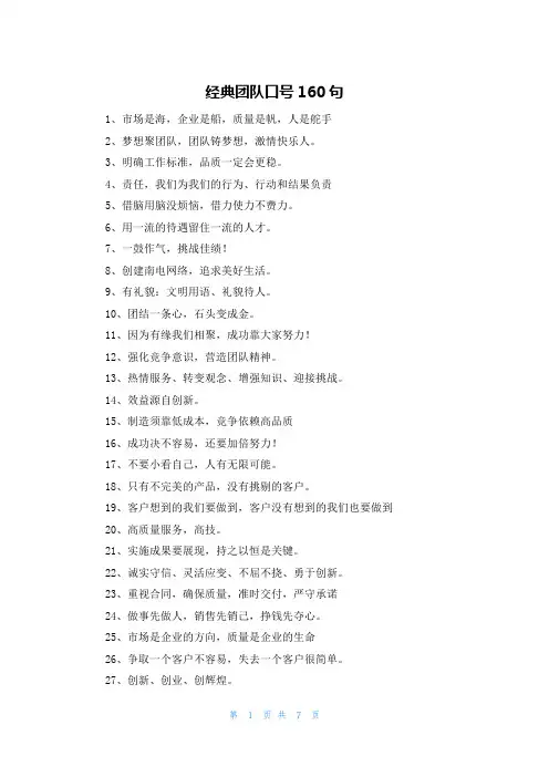 经典团队口号160句