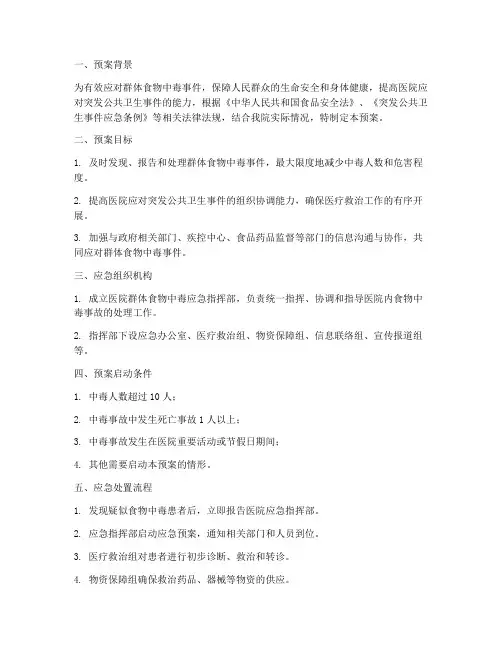 群体食物中毒医院应急预案