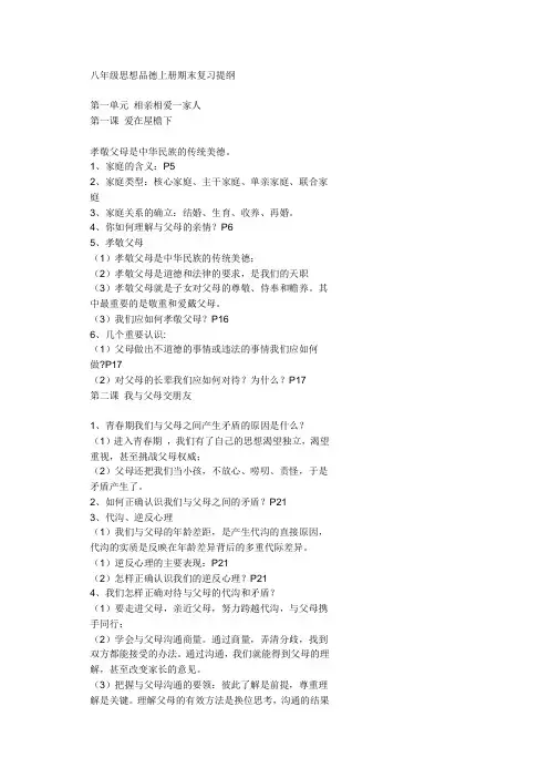八年级上政治复习提纲鲁教版