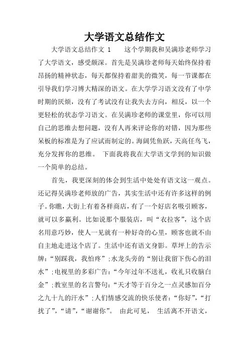 大学语文总结作文