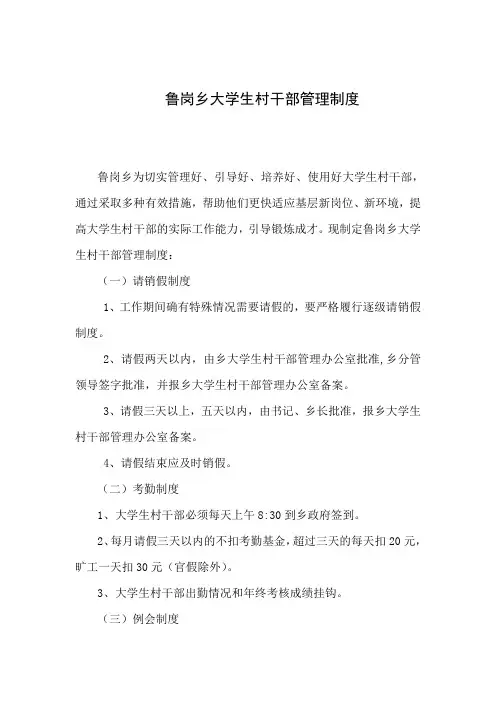 乡大学生村干部管理制度