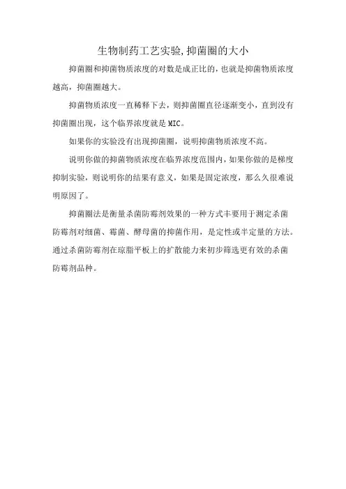 生物制药工艺实验,抑菌圈的大小