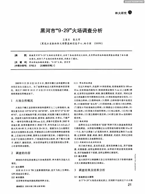 黑河市“9·29”火场调查分析
