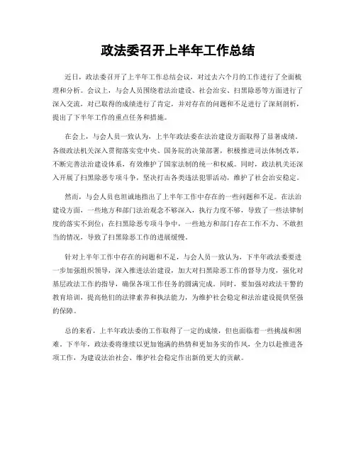 政法委召开上半年工作总结