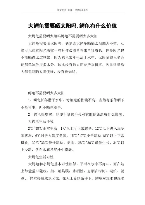 大鳄龟需要晒太阳吗,鳄龟有什么价值