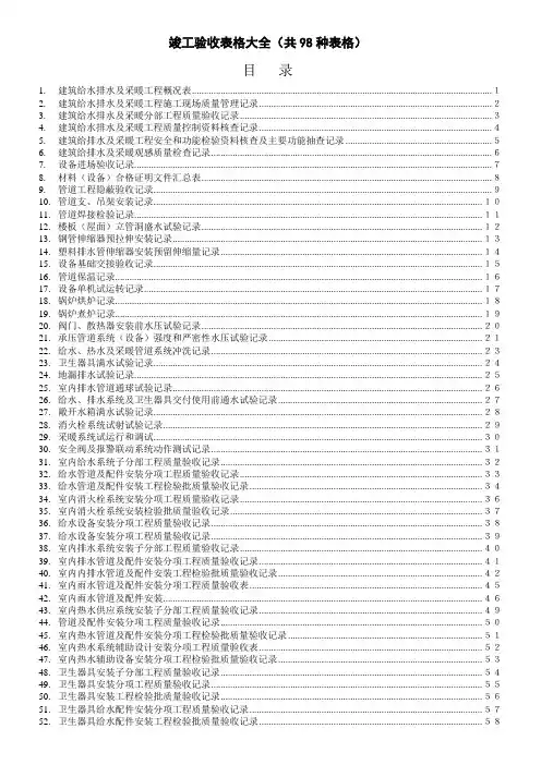 工程施工建筑竣工验收表格资料大全