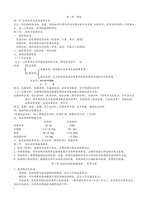 分析化学知识点总结