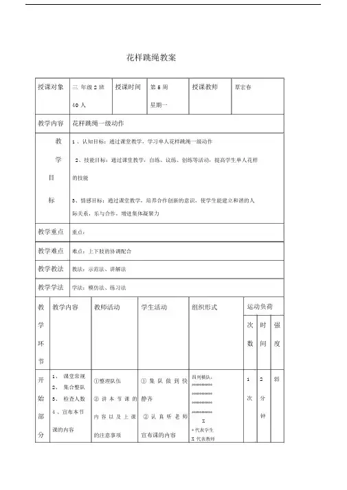 小学花样一年级跳绳教案.docx