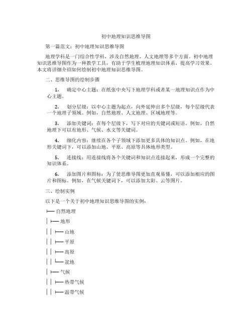初中地理知识思维导图(含学习方法技巧、例题示范教学方法)